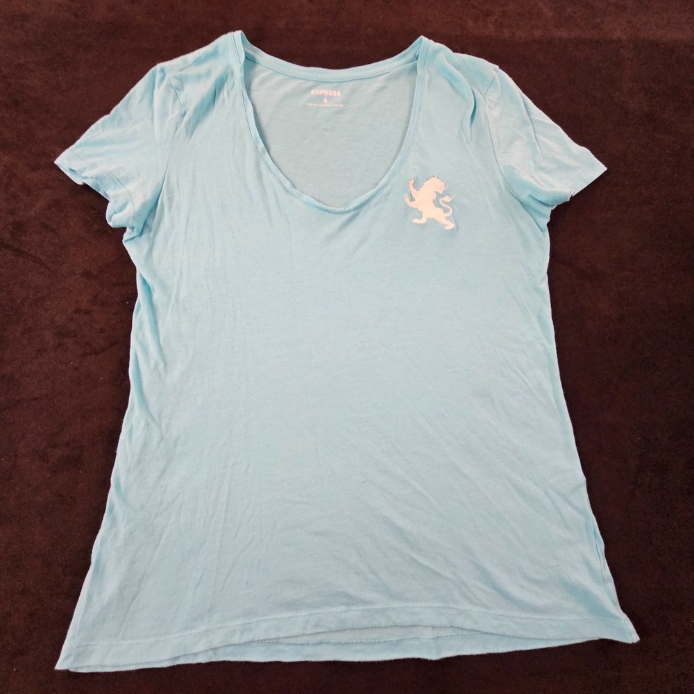 Express Blue Short Sleeve V-Neck T-Shirt Women's XL